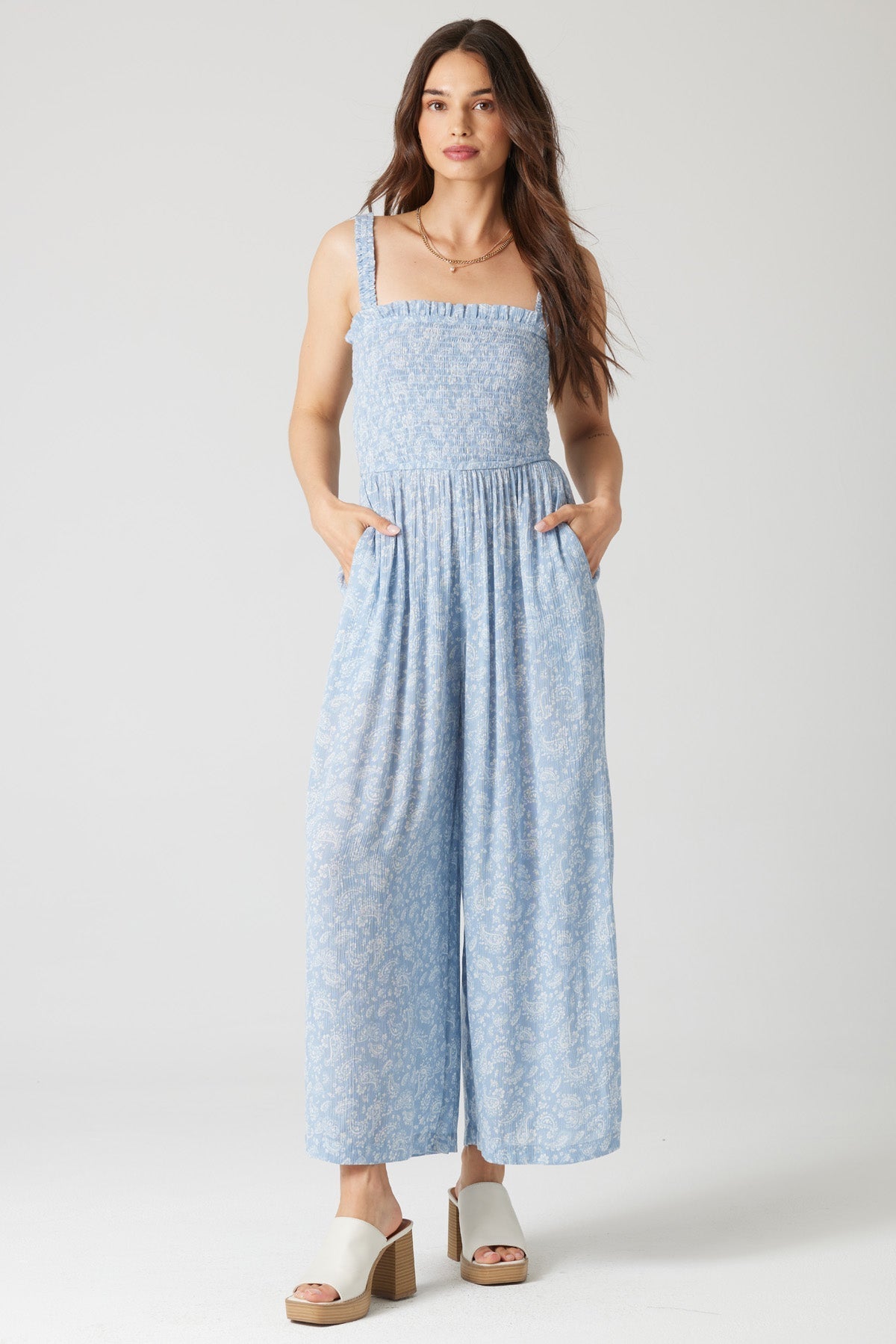 Bay - Ruffle Edge Jumpsuit With Pockets Blue 4