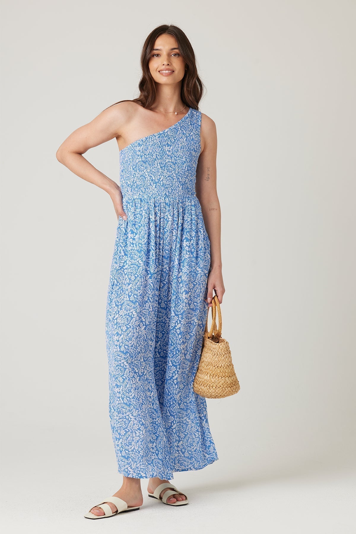 Belinda - One Shoulder Wide Leg Jumpsuit Blue
