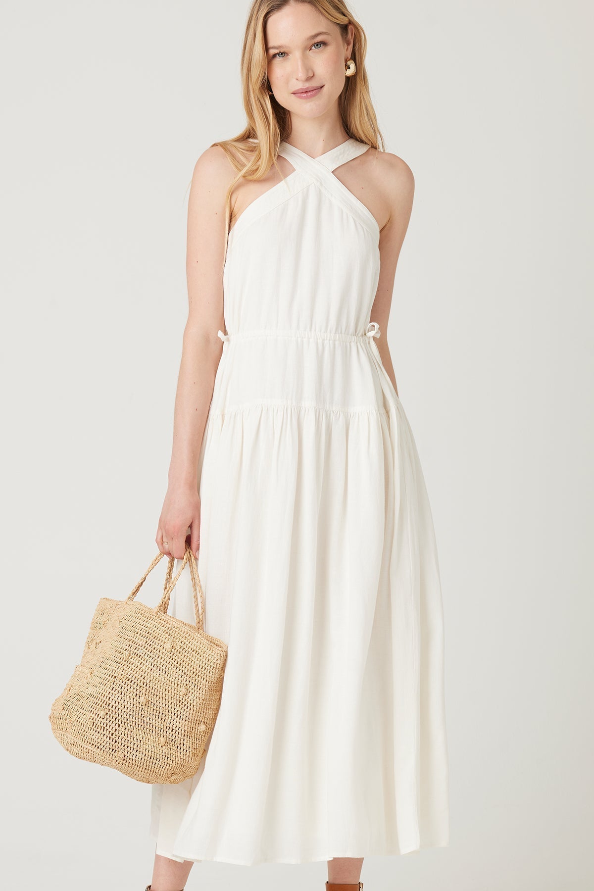 Blakely - Lisbon High Neck Tie Side Dress White