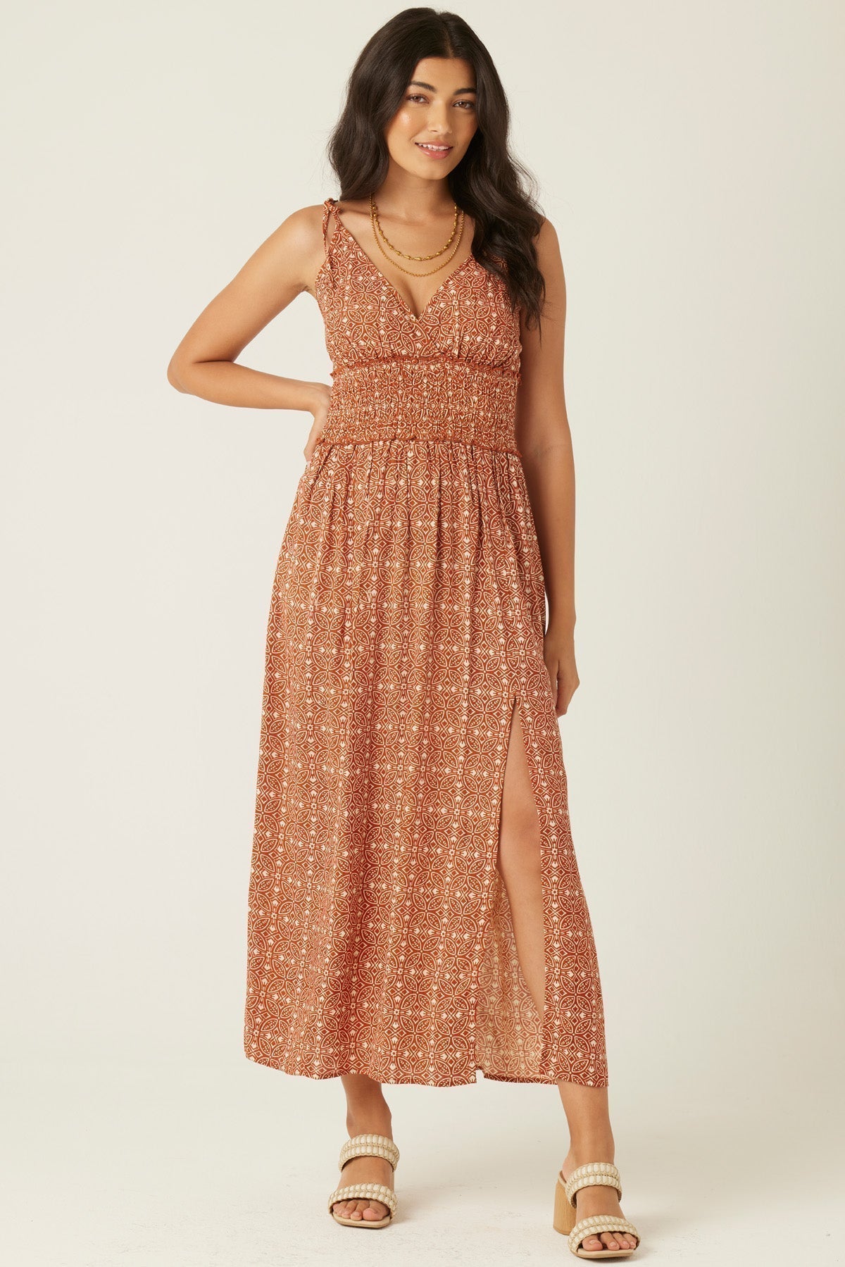 Eden - Surplice Maxi Dress With Tie Straps Brown