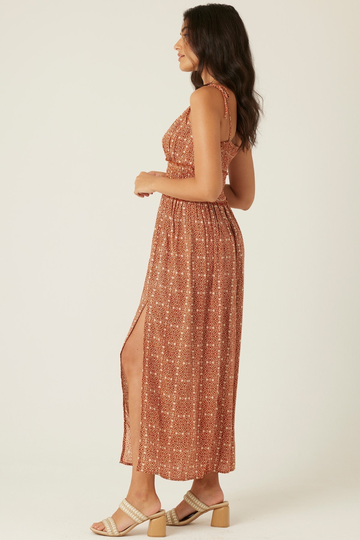 Eden - Surplice Maxi Dress With Tie Straps Brown 4
