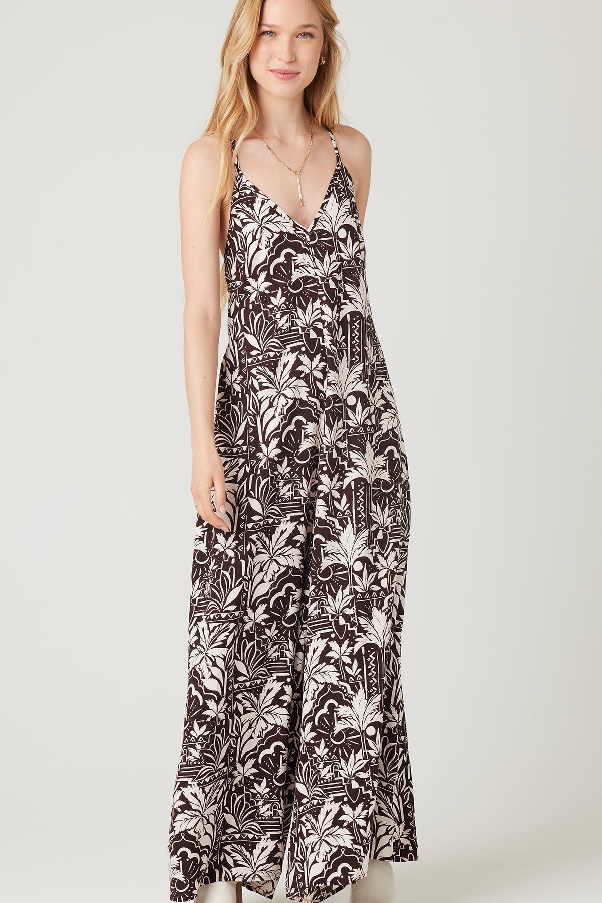 Tosca - Wide Leg Jumpsuit With Cross Straps Black