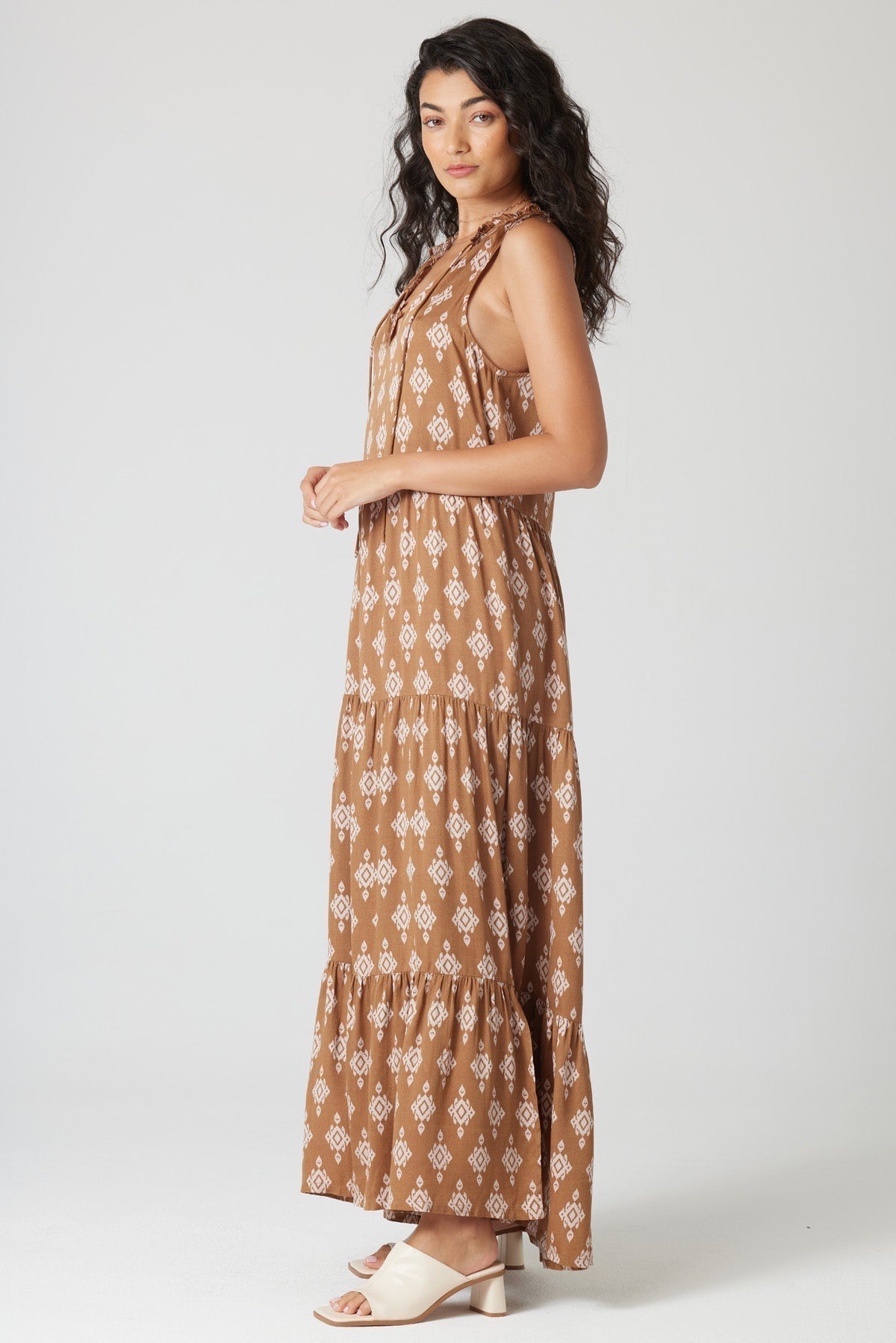 Tuscany - Tiered Modal Sateen Maxi Dress Bronze 3