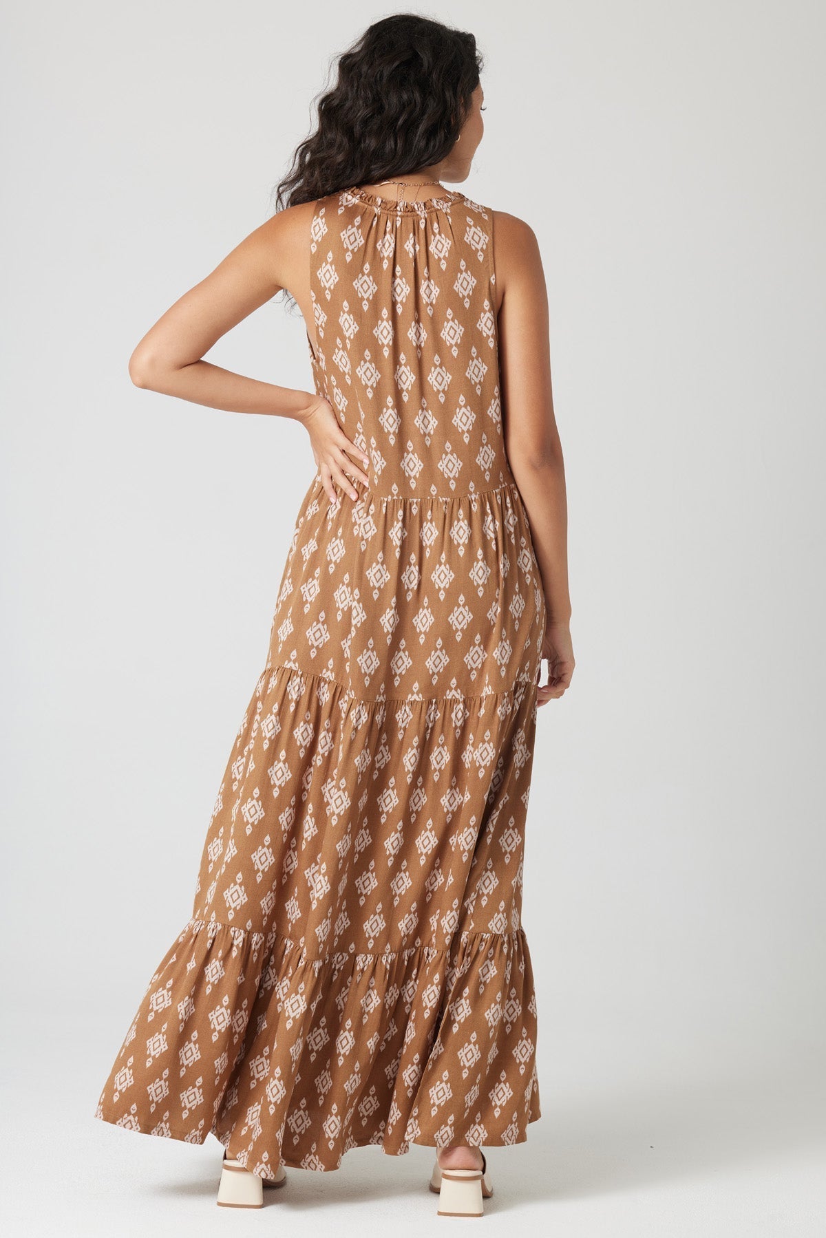Tuscany - Tiered Modal Sateen Maxi Dress Bronze 4